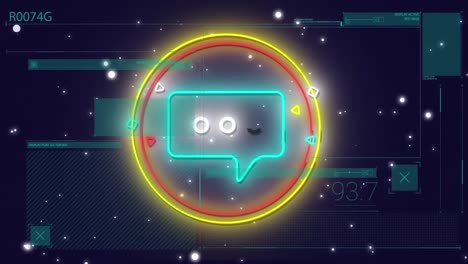 animación del icono de la burbuja de voz sobre el procesamiento de datos