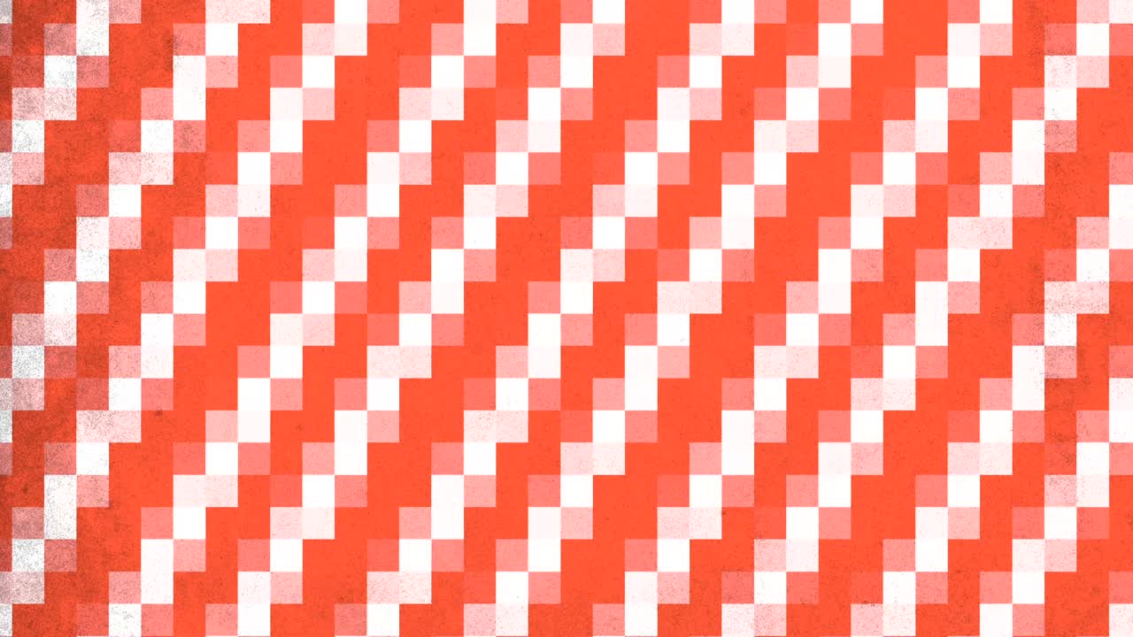 Vibrant pixelated orange and white checkered pattern