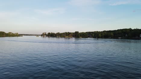 lonely boat sailing at the lake