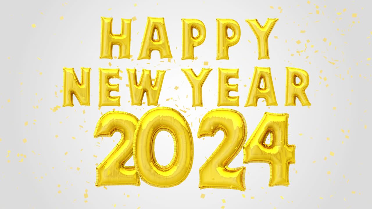 Happy New Year 2024 Gold Balloons