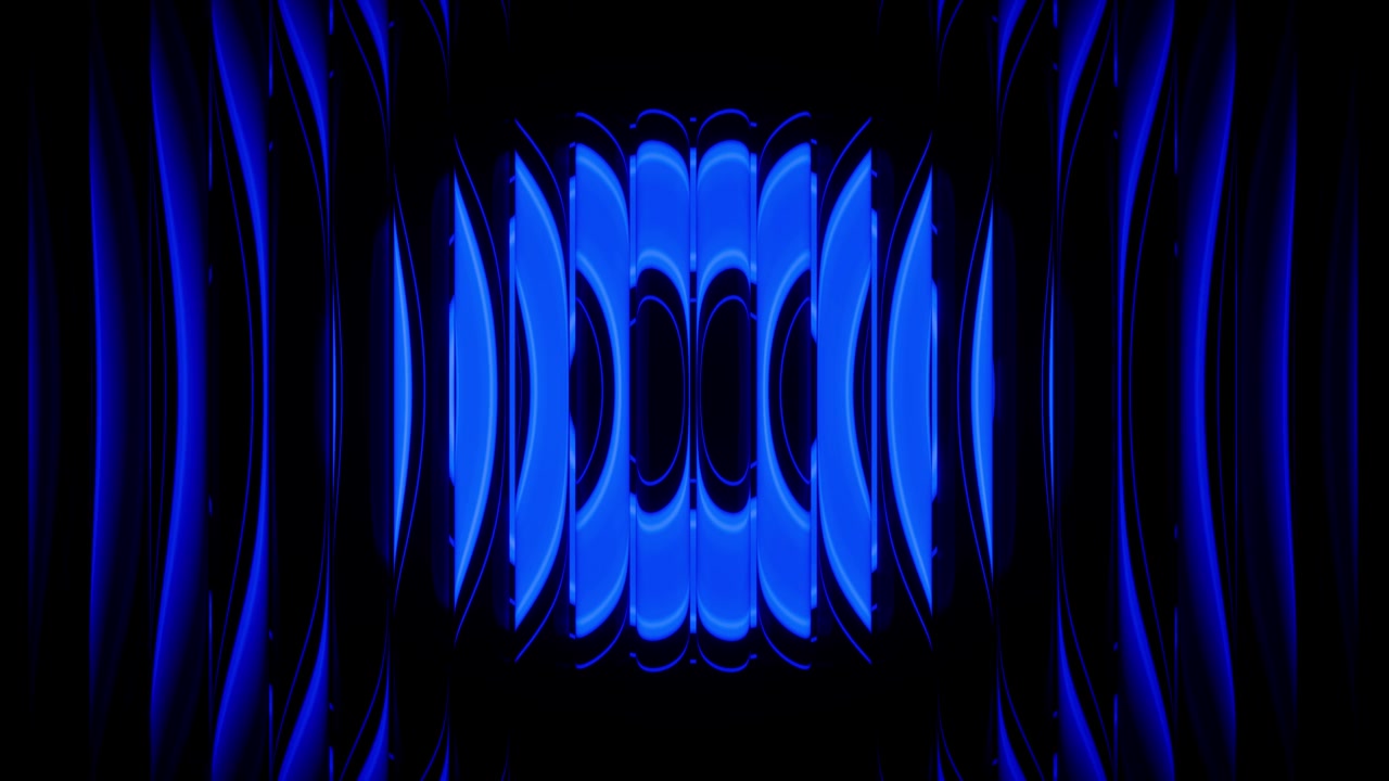 Abstract Symmetric Blue Glowing Curved Lines on Dark Background