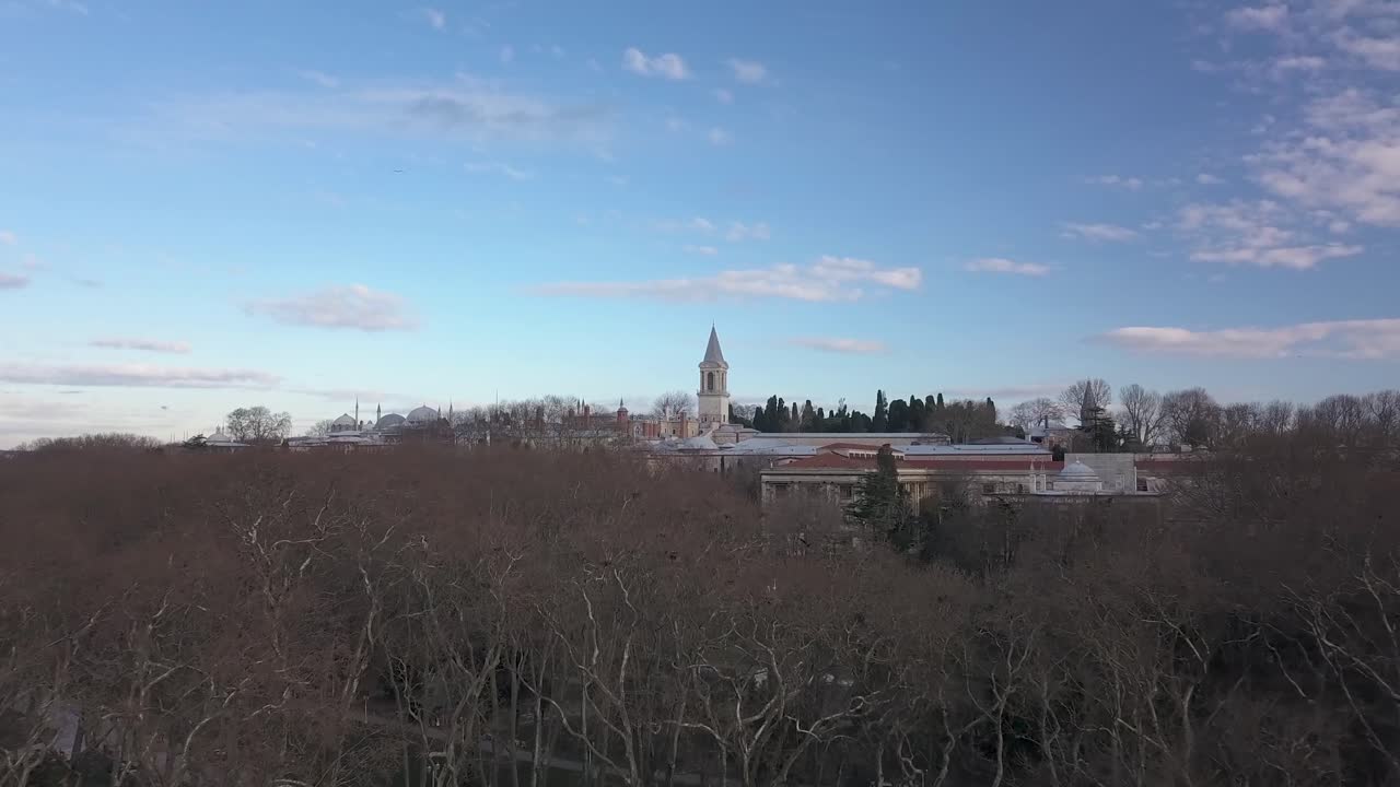 Topkapi Royal Palace Complex. Drone Aerial View of Landmark of Istanbul, Turkey