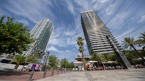 barcelona beach skyline viewed from the port