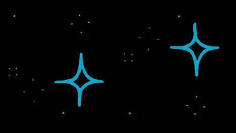 animación estrellas azules en forma de chispas sobre un fondo negro.