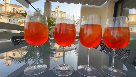 aperol spritz cocktails on a patio
