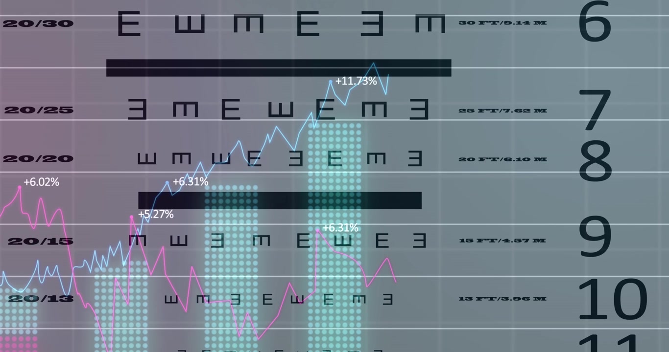 Animation of data processing and numbers over black background