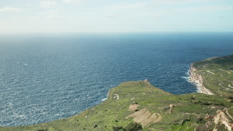 AERIAL:-Open-Blue-Mediterranean-Sea-with-Clear-Sky-near-Dingli-Cliffs-on-Sunny-Beautiful-Day