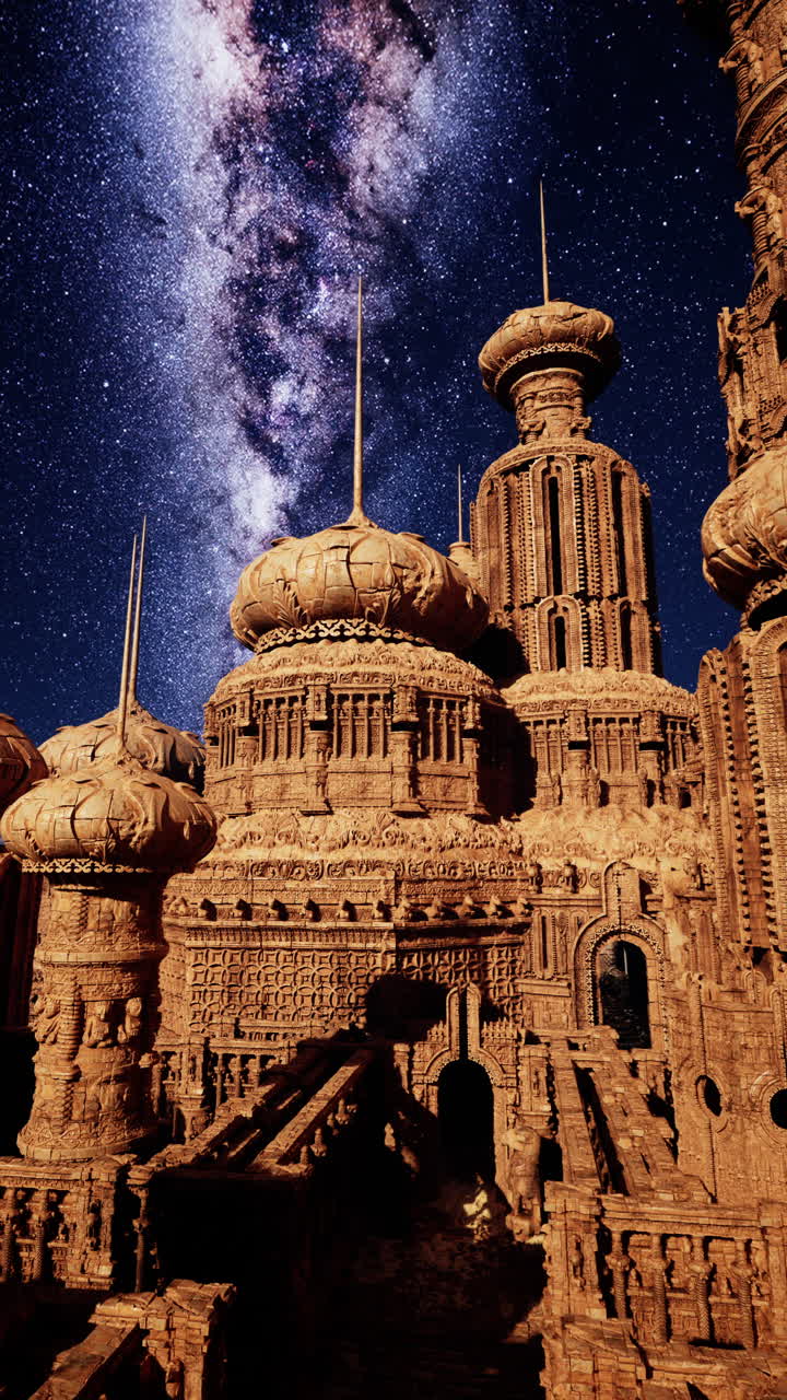 un castillo de fantasía bajo la vía láctea