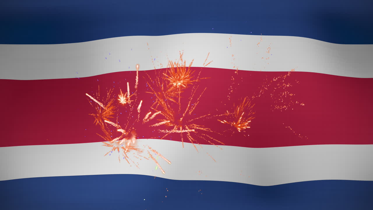 코스타리카의  ⁇ 발 위에서 불꽃놀이의 애니메이션