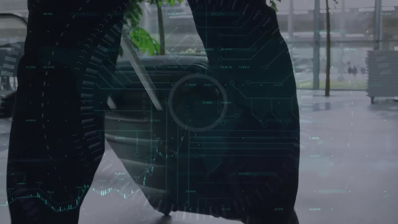 스 ⁇  스캐닝 및 데이터 처리 트롤리 가방으로  ⁇ 는 사업가의 낮은 섹션 이상