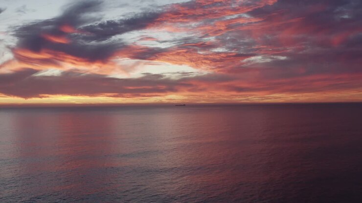 Red Sky Over Atlantic Ocean