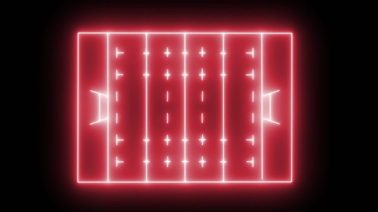 검은색 배경에 빨간색 네온 스포츠 경기장의 애니메이션