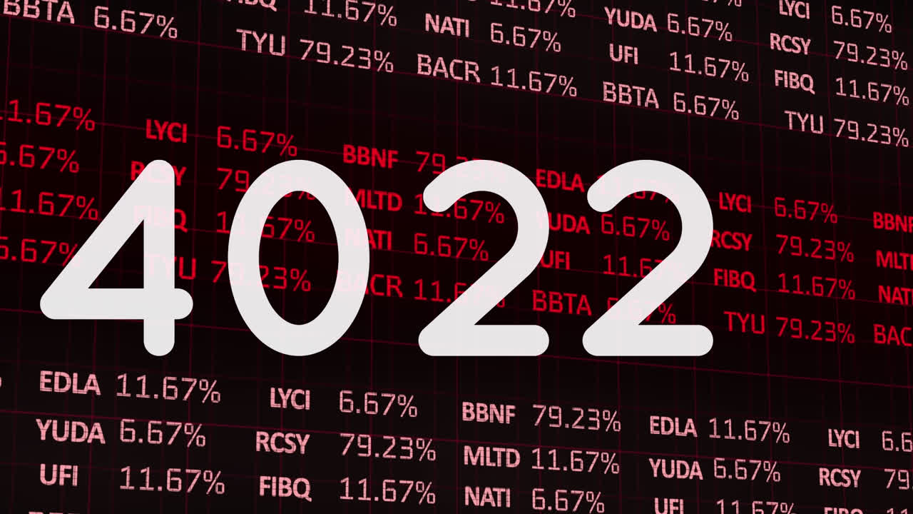 animación de número creciente contando hasta 1000, a través de la interfaz de procesamiento de datos de acciones financieras