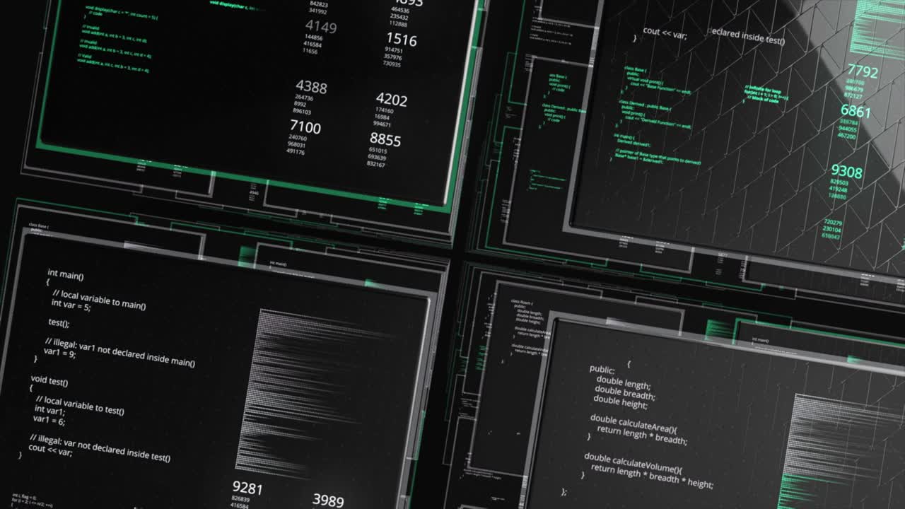 cyfrowe ekrany interfejsowe z kodem