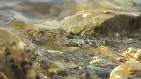 rocks are getting hit by small waves