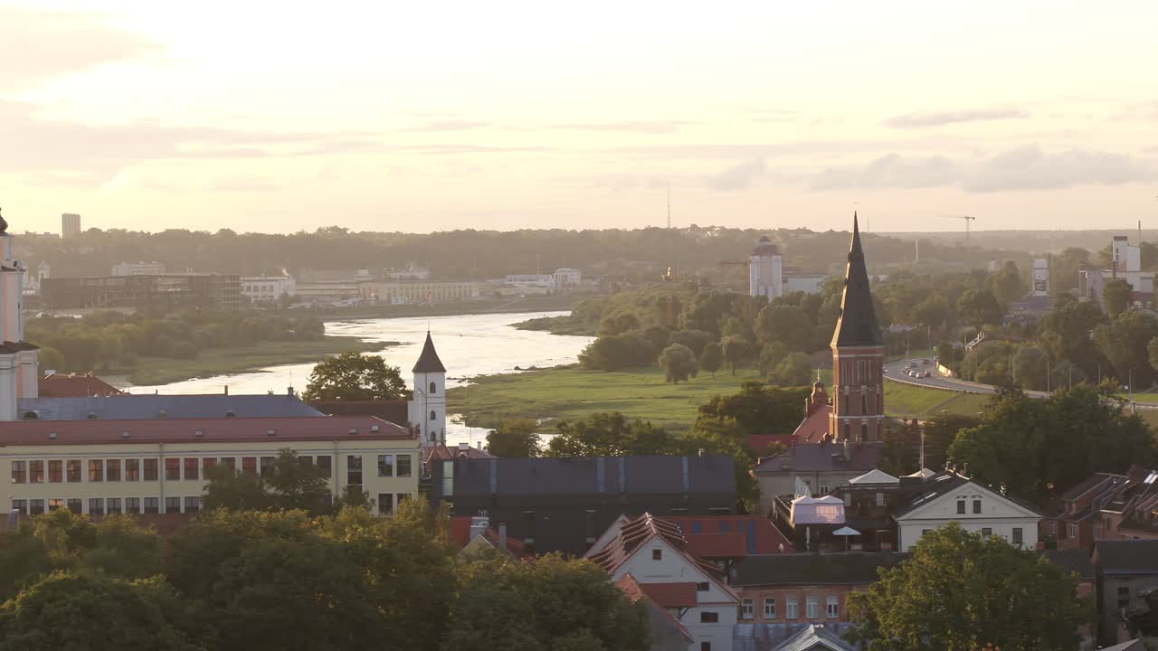 Luchtfoto van de oude binnenstad van Kaunas