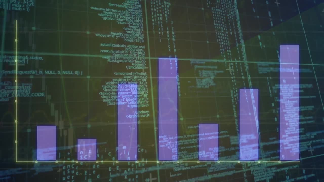 animación del procesamiento de datos financieros a través de la red