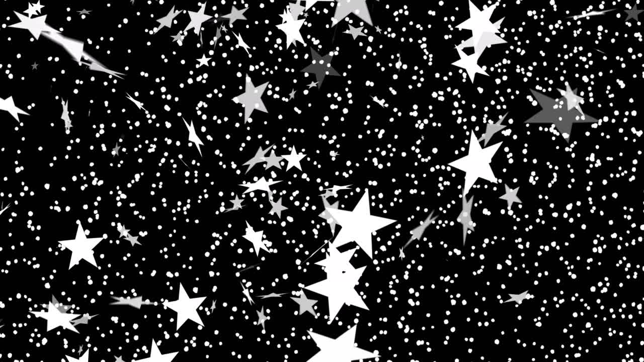 animación de estrellas blancas y partículas blancas que se mueven sobre un fondo negro