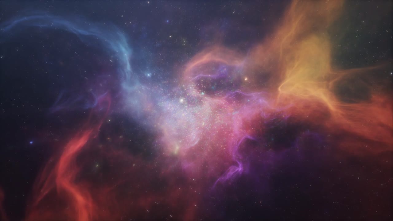 Nebulosa vibrante e colorata e stelle nello spazio profondo