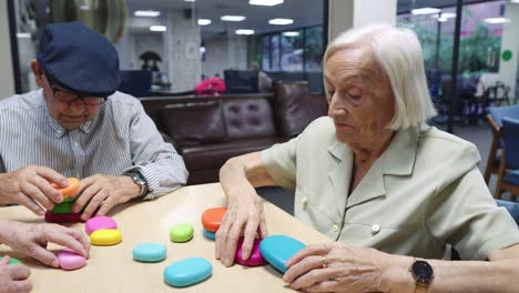 Seniors playing a cognitive game