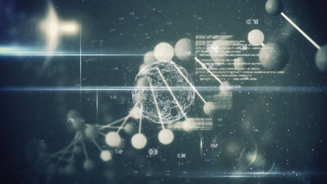 의료 데이터 프로세싱과 지구상에서 회전하는 dna 가닥의 애니메이션