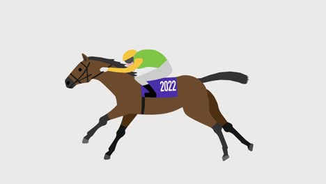 run race horse and jockey illustration loop animation (4k resolution, background transparent)