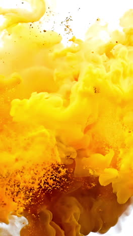 a large orange cloud of smoke is billowing out of a fire. the smoke is thick and billowing, creating a sense of chaos and destruction. the orange color of the smoke contrasts with the white background