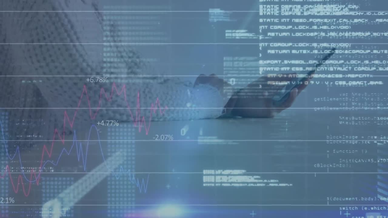 animazione dell'elaborazione dei dati finanziari su persone che utilizzano smartphone