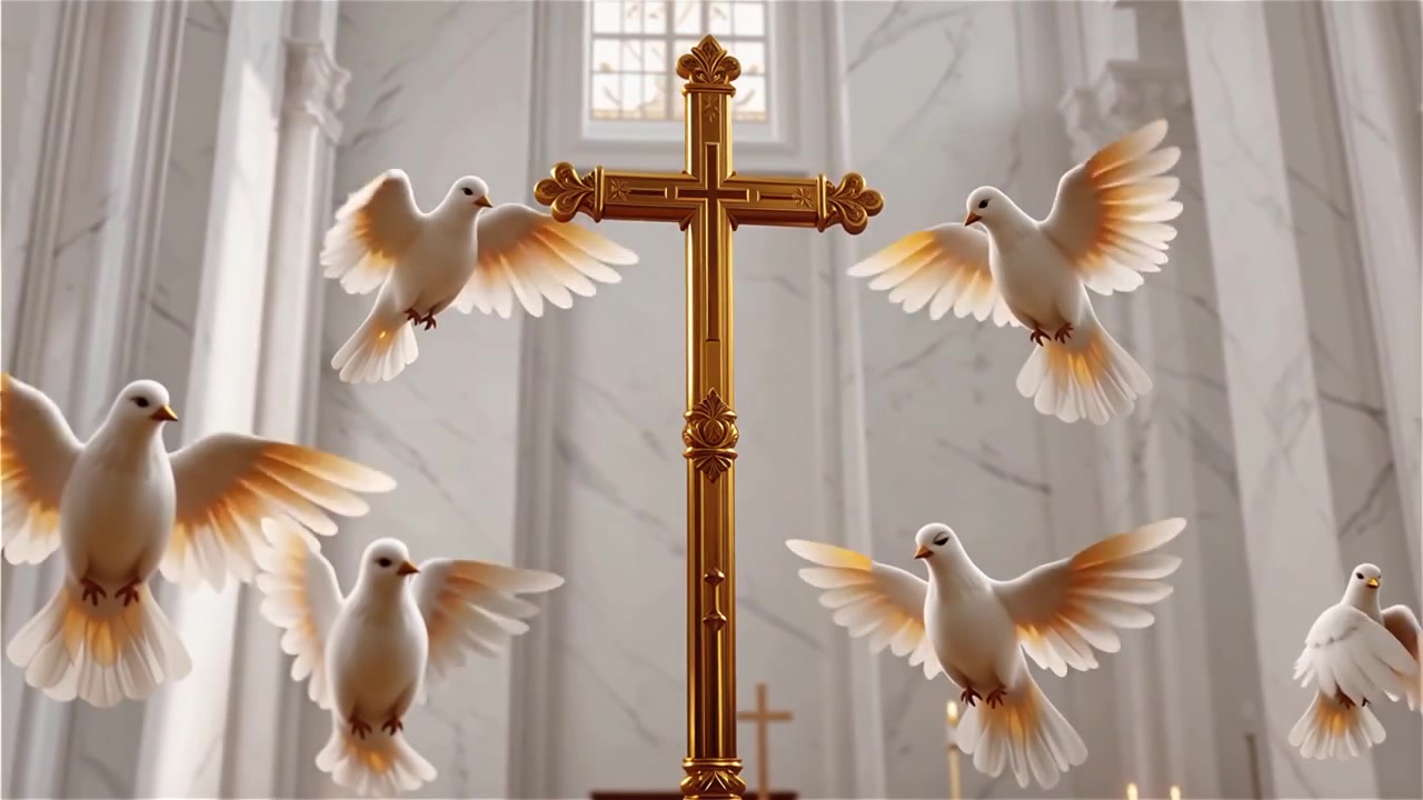 Croce Cristiana Luce Celestiale Sfondo per il Culto.