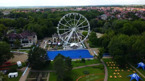 Keszthely,-Balaton,-Beach,-Shipboard,-Drone,-Video,-Ferris-wheel