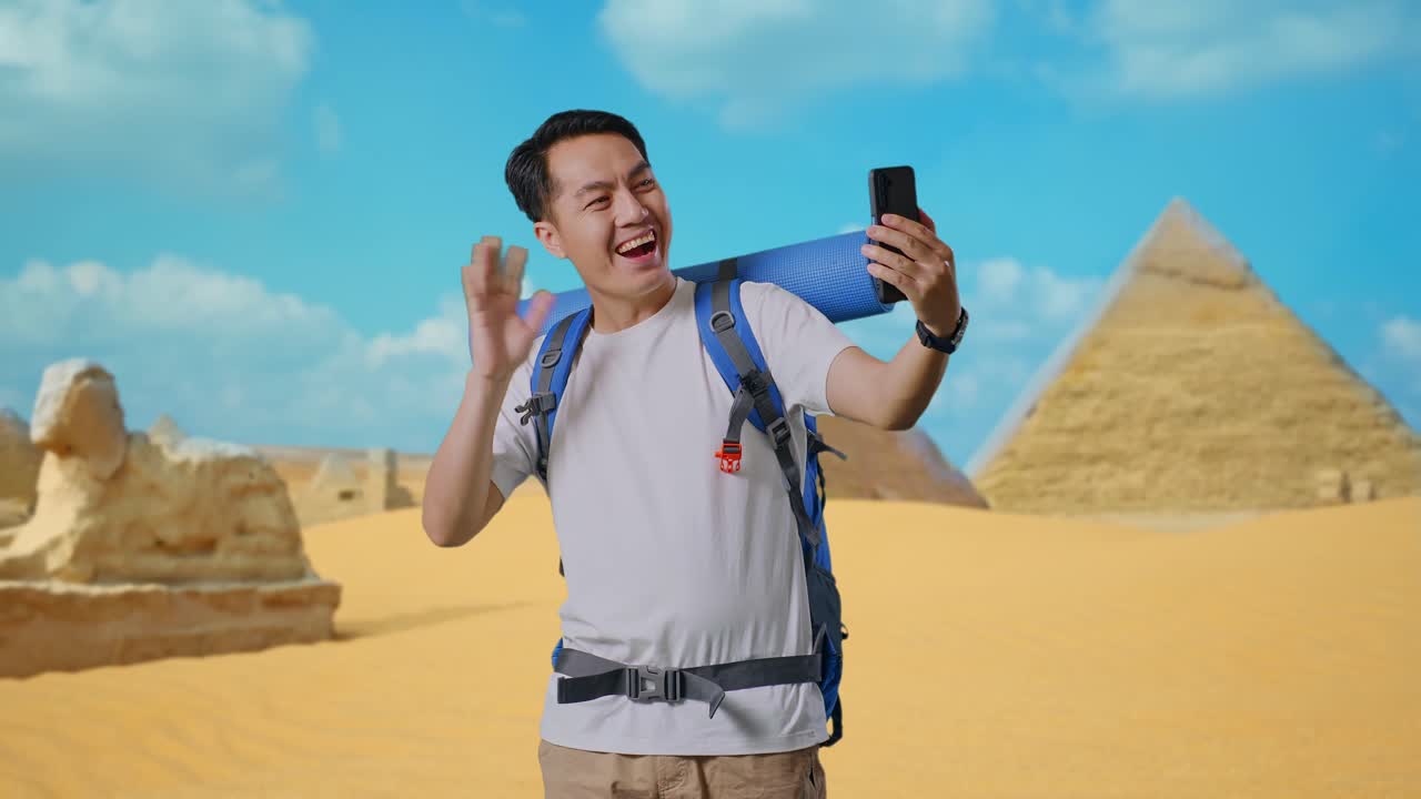 Happy Traveler Taking Selfie in Egypt