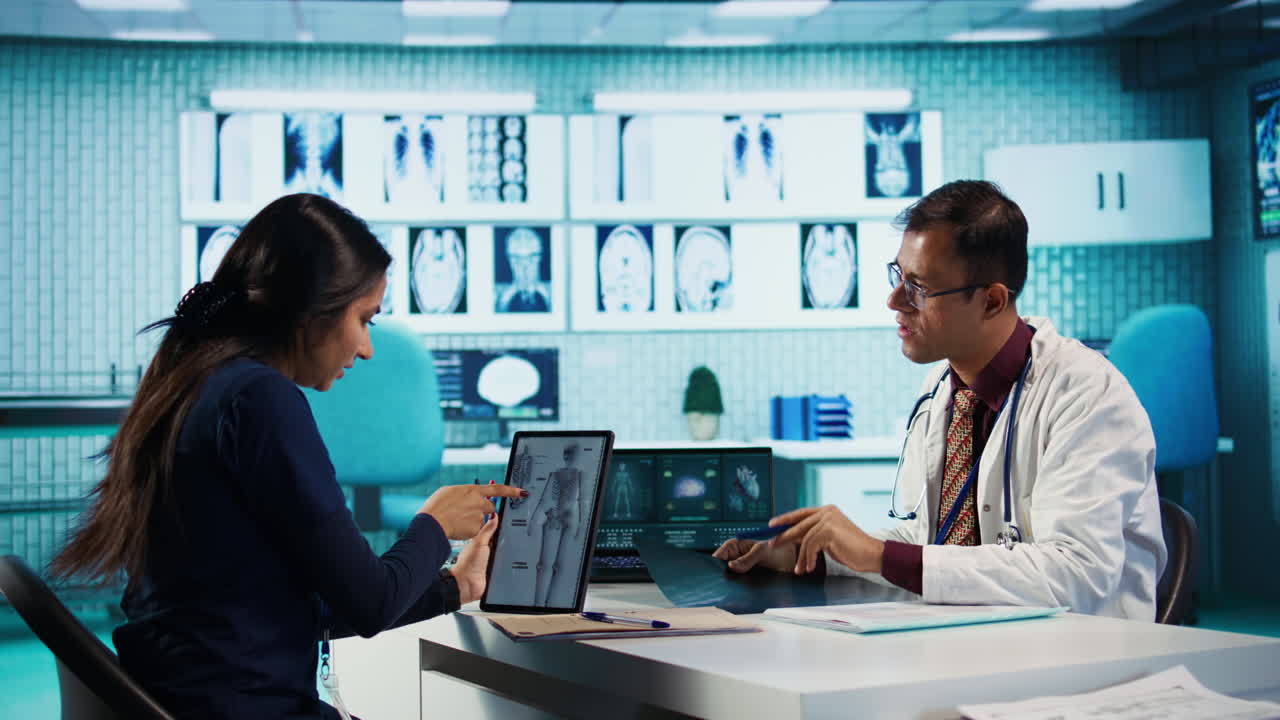 Doctor consulting with patient in a modern hospital
