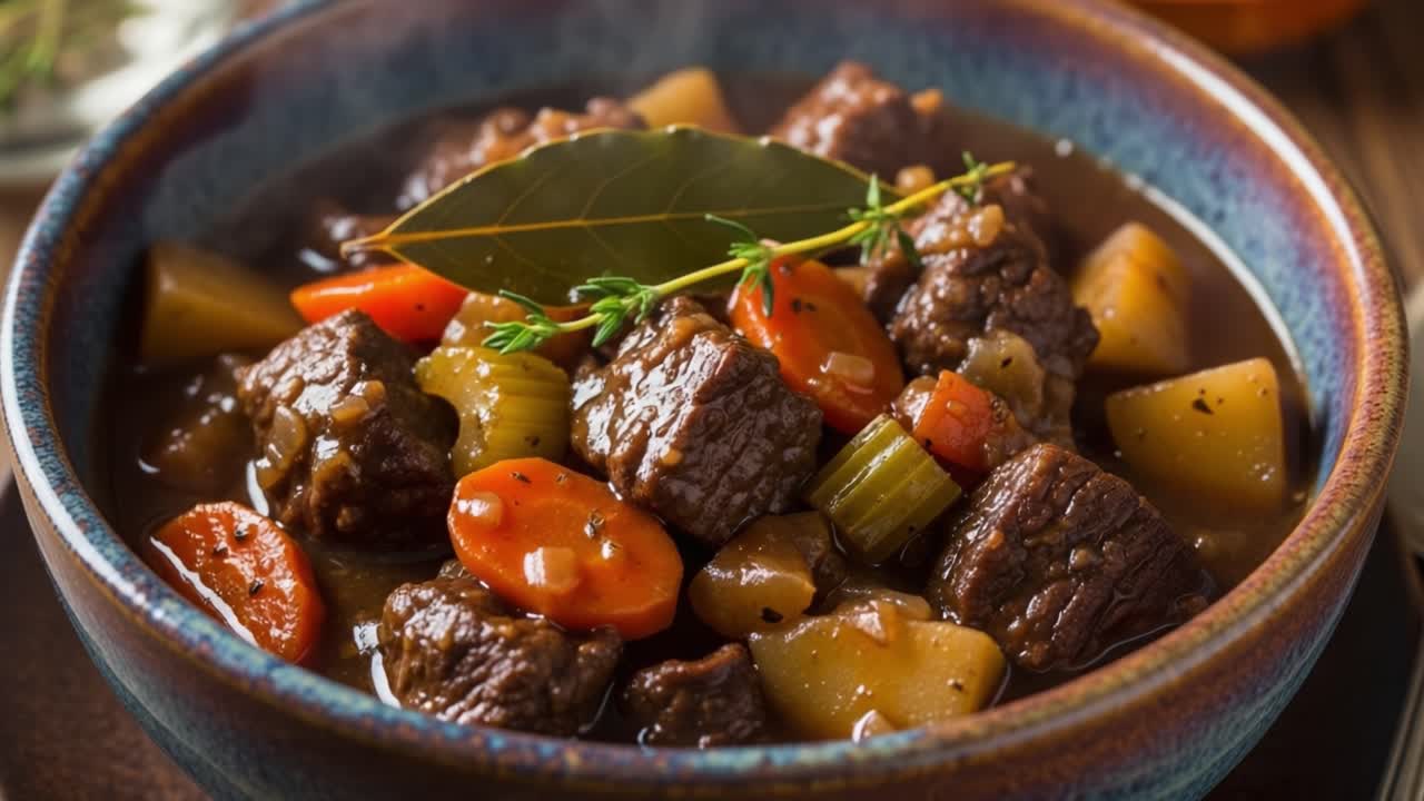 Delicious and Hearty Beef Stew Featuring Tender Meat, Fresh Vegetables, and Aromatic Herbs in a Flavorful Broth, Perfect for Comforting Meals Any Time of Year