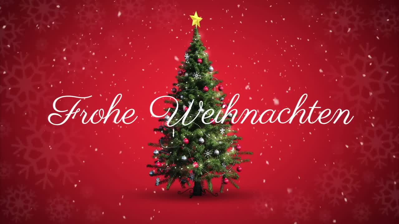 Weihnachtsbaum mit der Aufschrift Frohe Weihnachten