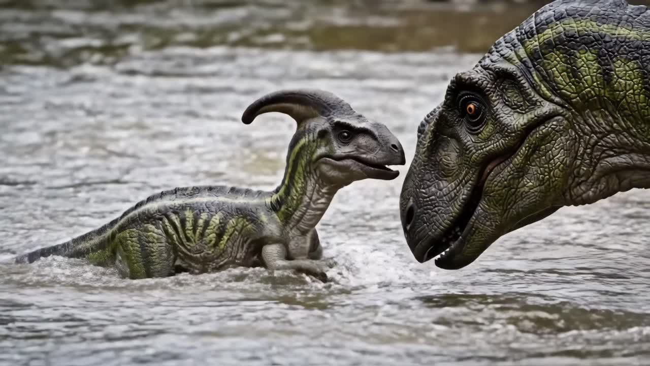 Two dinosaurs in water