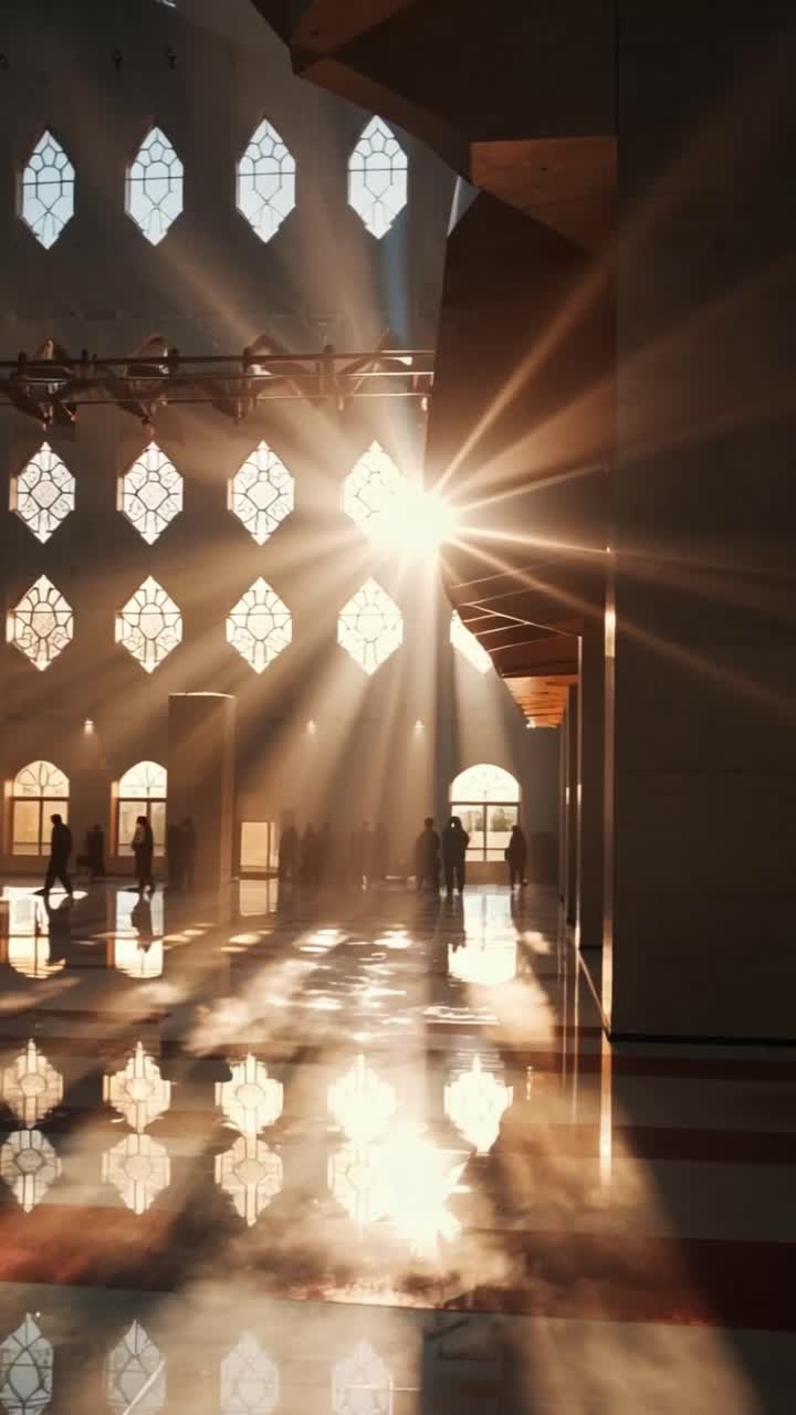 la luz del sol iluminando una mezquita moderna
