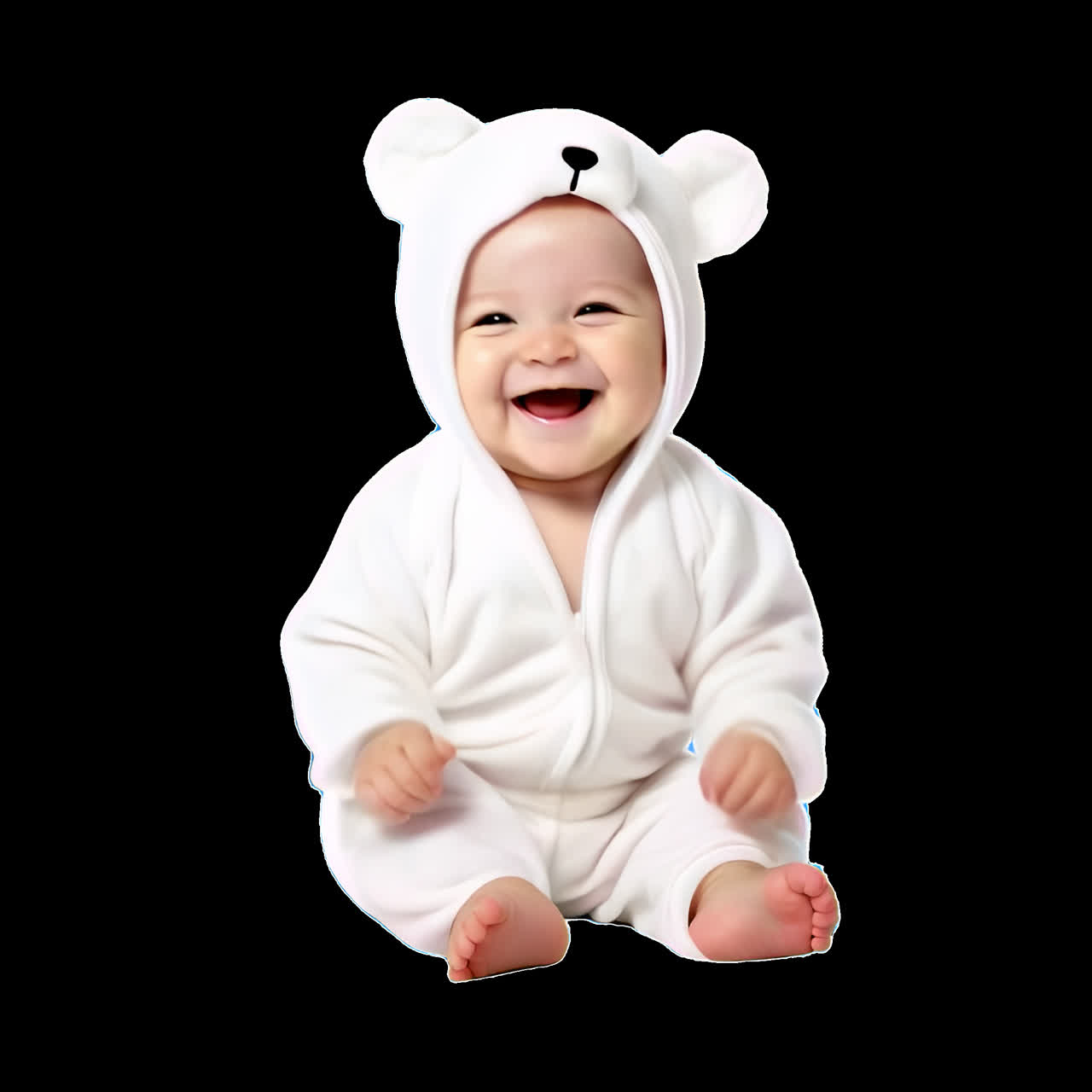 Happy baby in bear costume