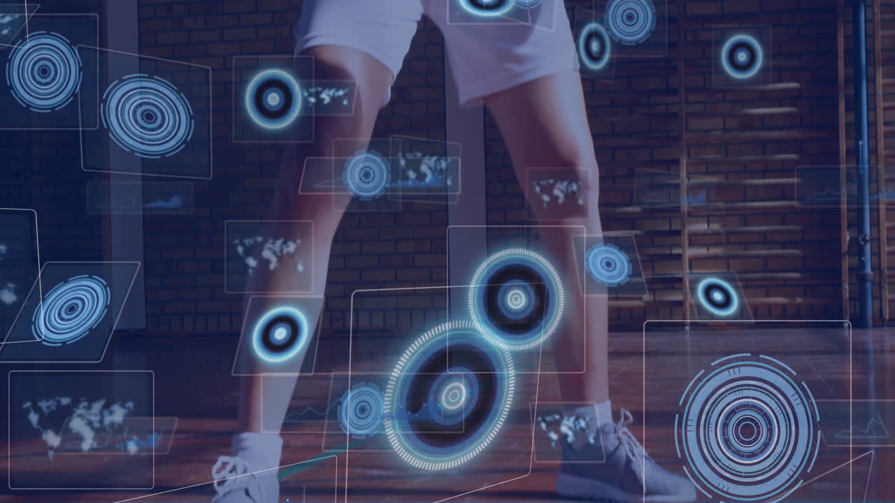 남성 농구 선수에 대한 데이터 처리 애니메이션