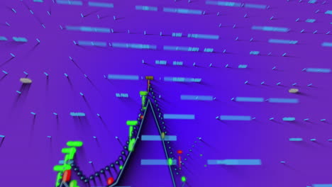 Animation of data processing and diagrams on blue background