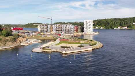 construction of apartment building near lokholmen playground in arendal, norway