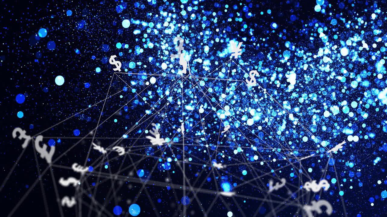 검은색 배경의 범위에서 통화 데이터 처리의 애니메이션