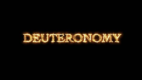 deuteronomio escrito con animación de fuego.