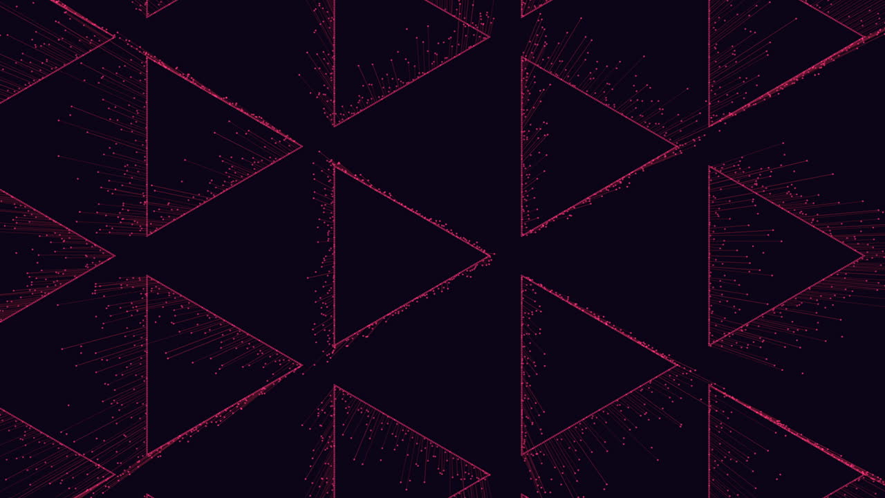 Neon triangles pattern with small motion dots and lines