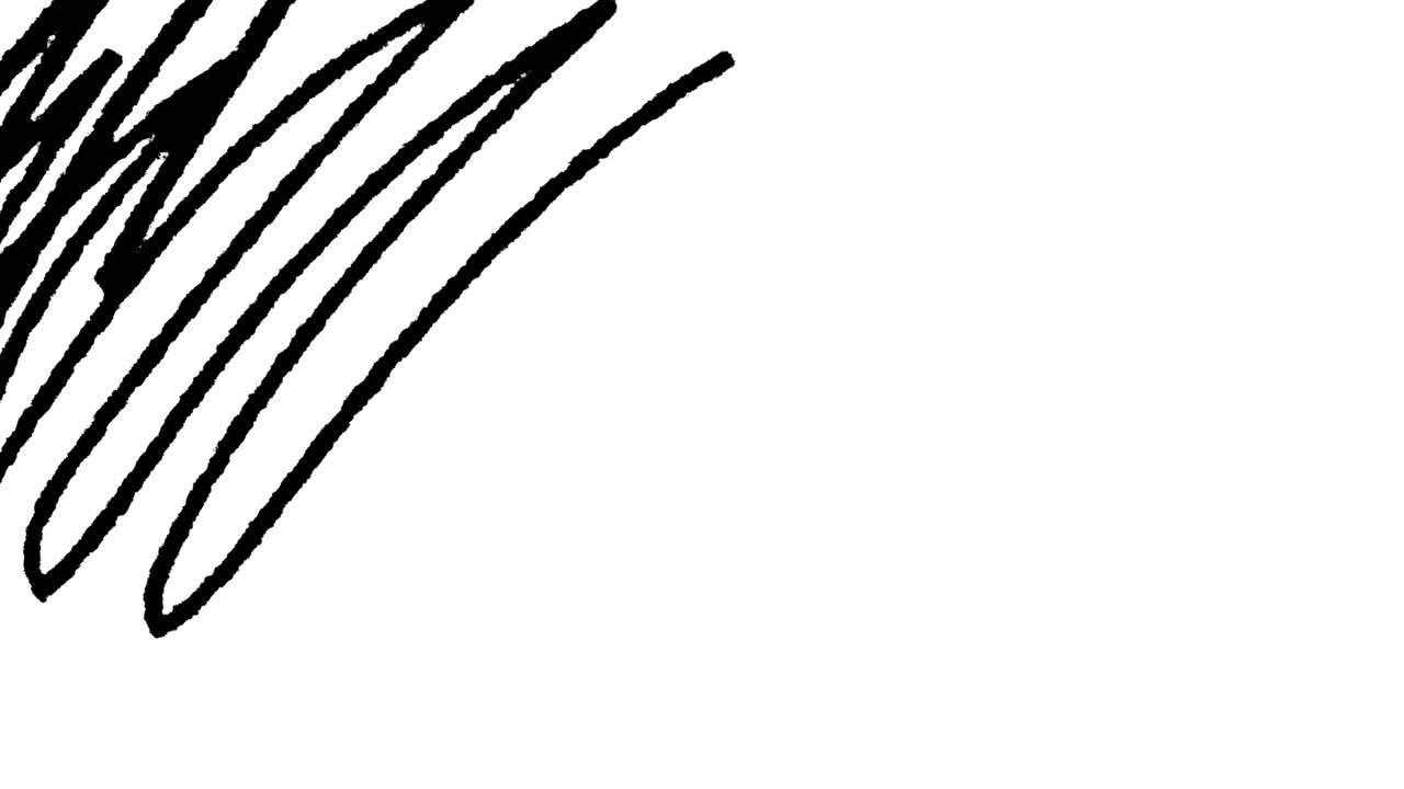 animación blanco dibujado a mano enredado con garabateo, garabateo en negro. dibujo de hilo de garabateo fondo abstracto caótico. auto dibujo animación de línea. canal alfa. video 4k para diseño web dinámico