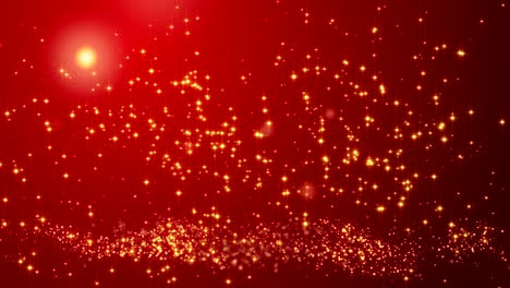 golden confetti bokeh lights on the red happy valentines day background