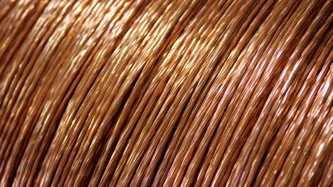 the production of copper electric cable close-up.