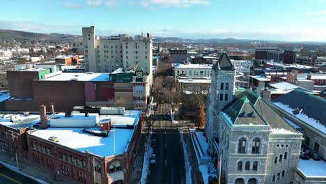 Aerial-dolly-forward-over-main-street-in-Williamsport-PA