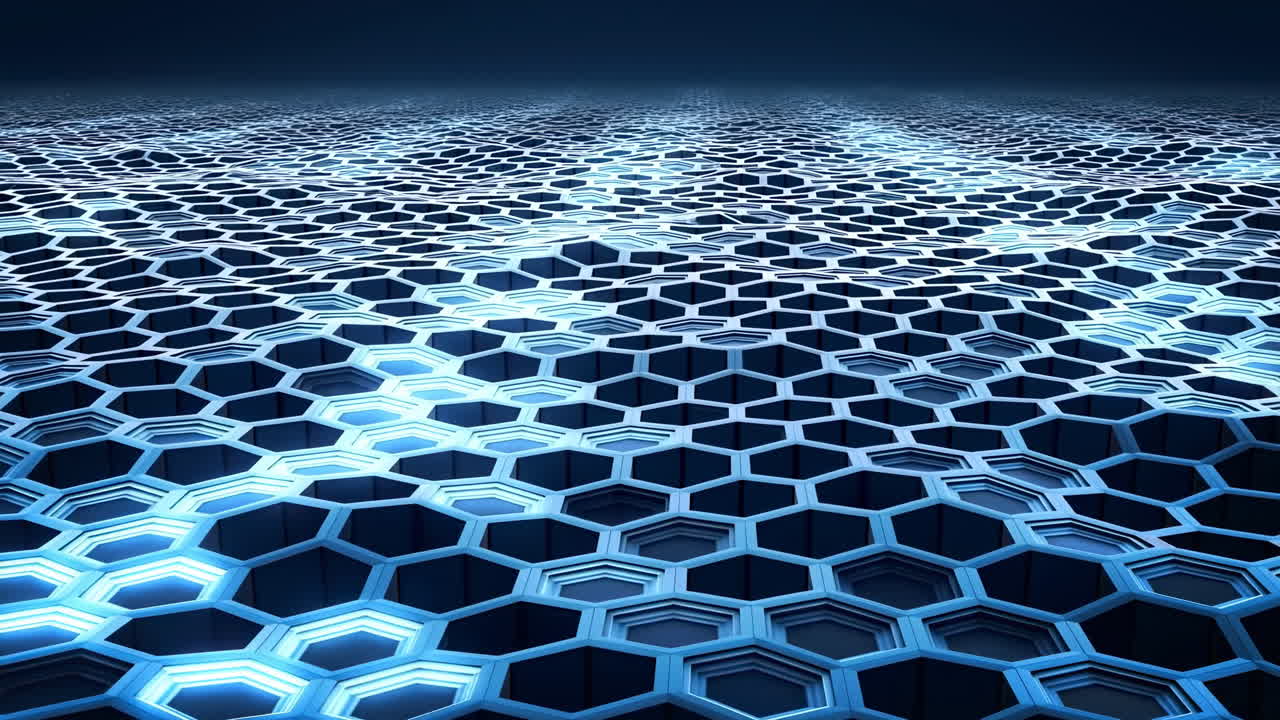 Padrão Hexagonal Dinâmico com Luzes Azuis Pulsantes
