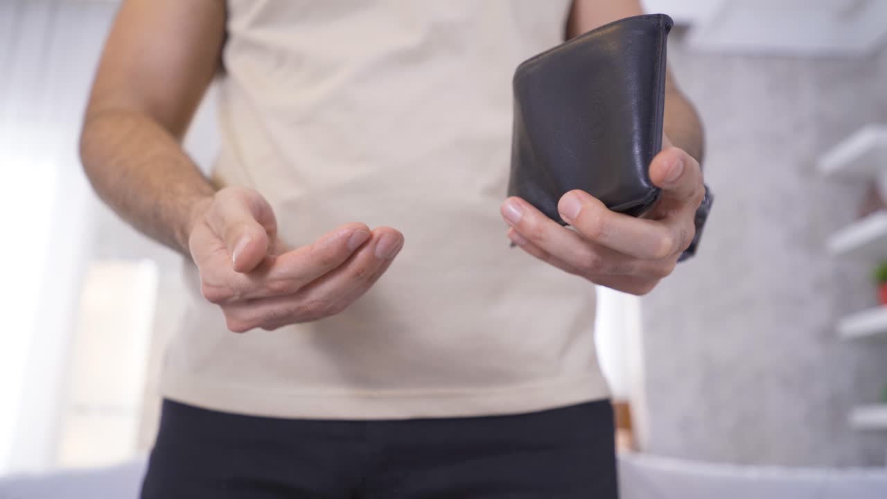 The penniless man's wallet is empty.