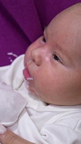 close-up of a baby feeding